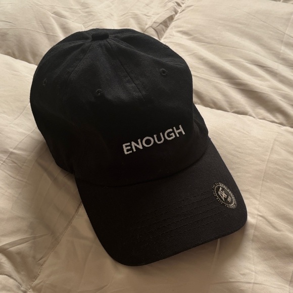 Academy Fits Accessories - Academy Fits Black Baseball Cap Embroidered ENOUGH Hat Christine Caine